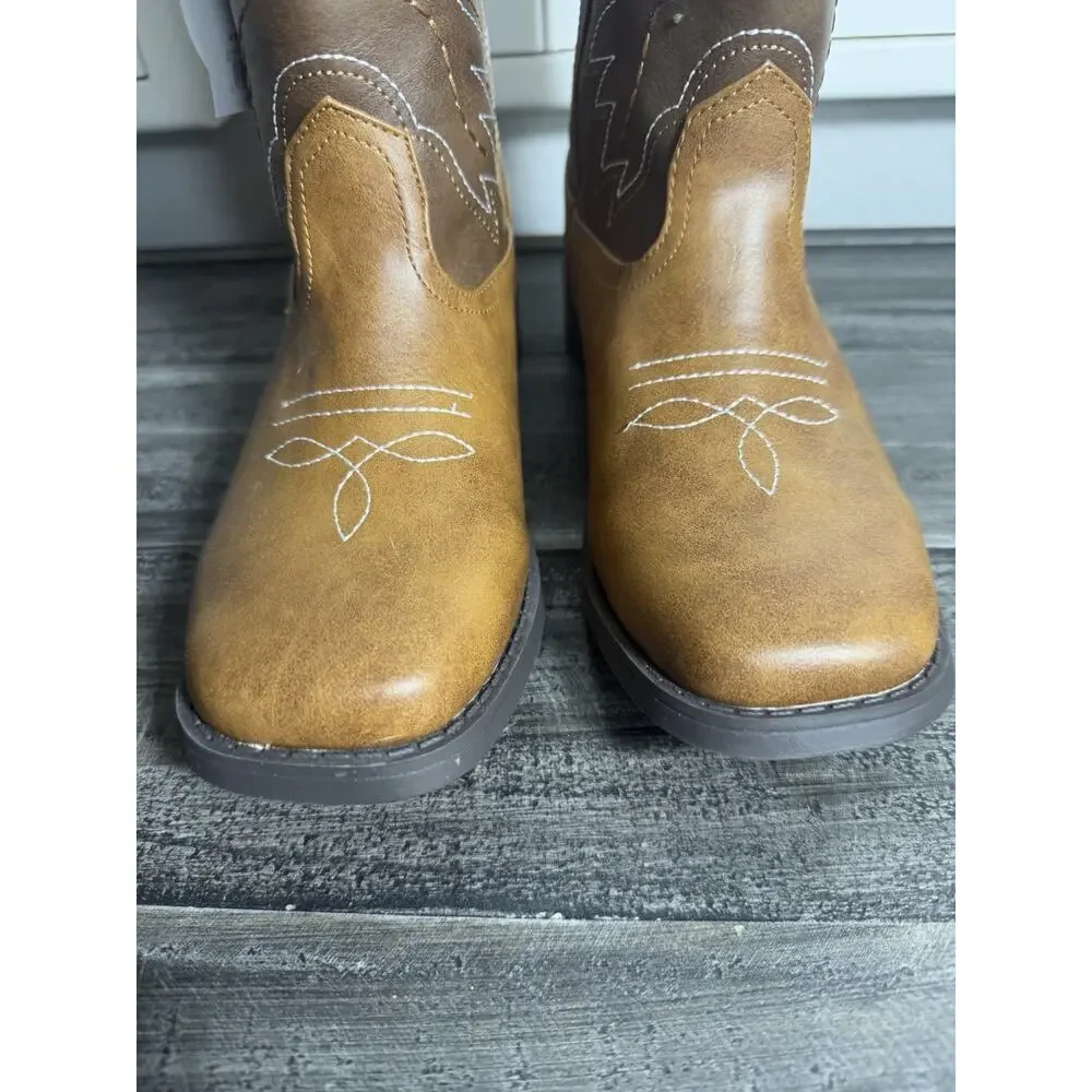 Wonder‎ Nation Boys Boots Size 4 Big Kid Cowboy Boots Western Rodeo Embroidered